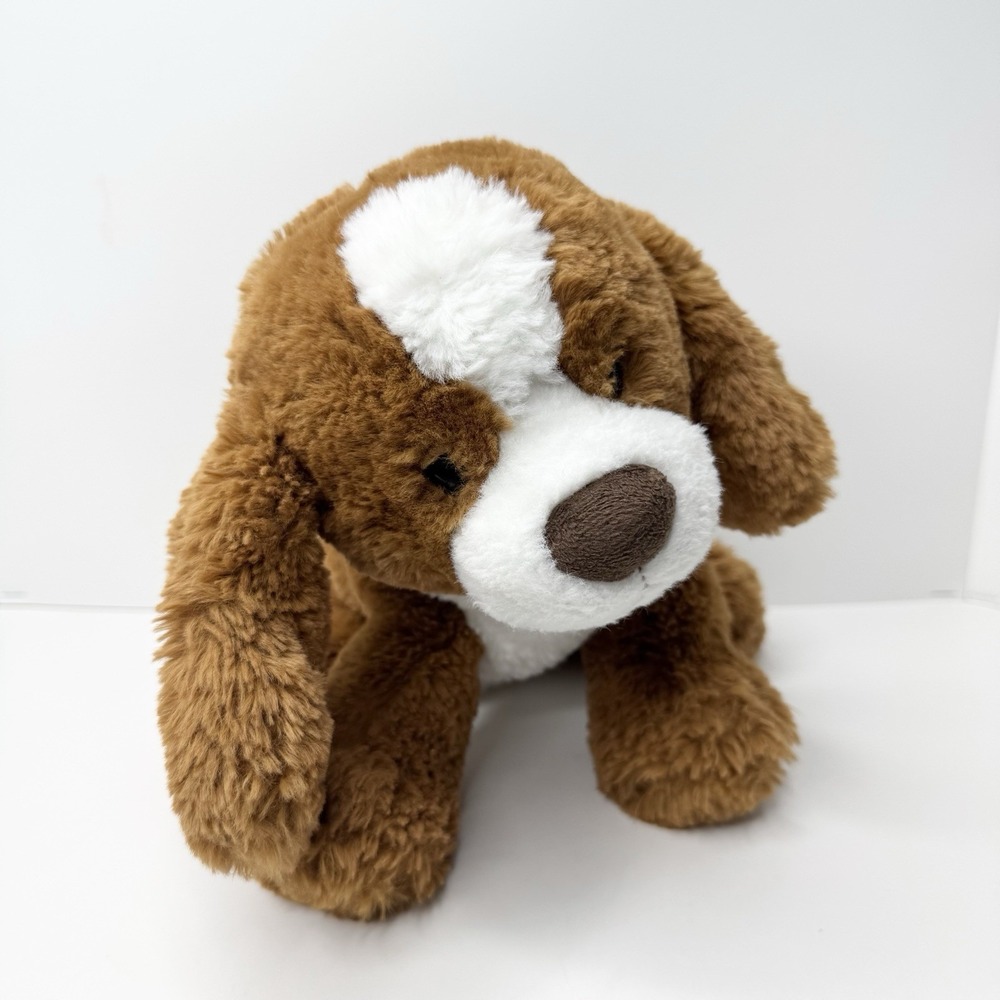 Gund Kian Spaniel Puppy Dog Brown White 10" Floppy Plush Beanbag Stuffed Animal